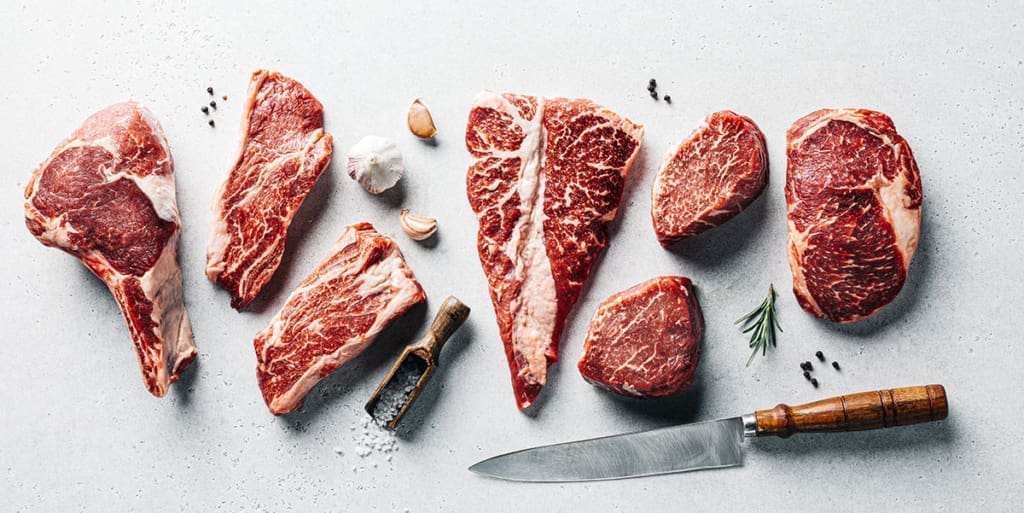 Multiple raw beef steaks for Best steak for grilling and best cuts of beef for beginners post.