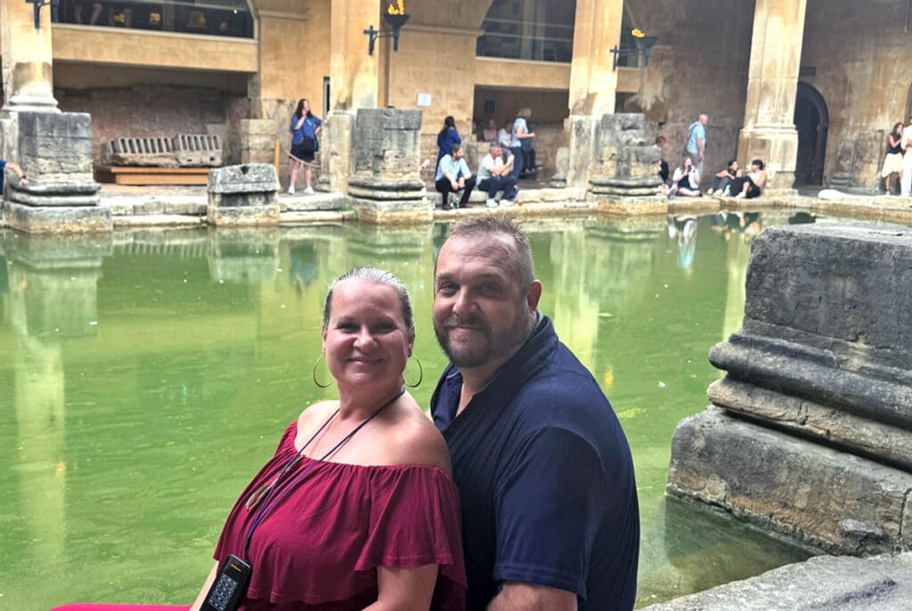 FoodieandWine authors at the Roman Baths.